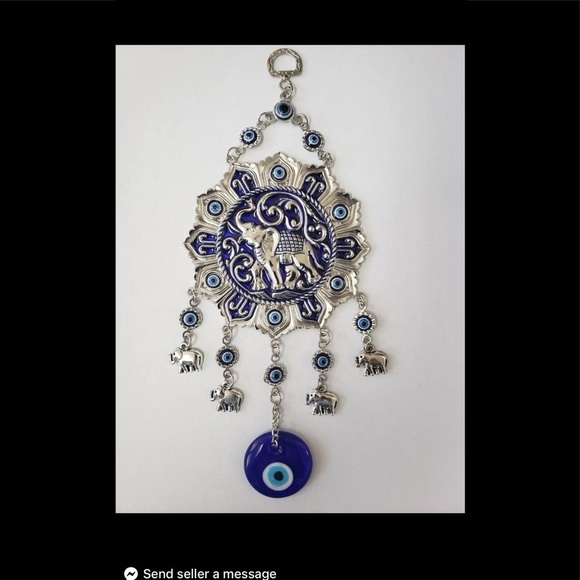 Metallic Decorative Elephant Medallion Evil Eye with horseshoe turko ojo